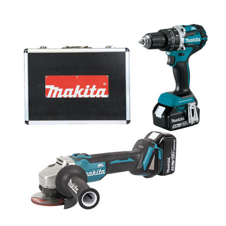 牧田(makita) 充电无刷组合套装 充电角磨机+冲击起子电钻(DGA404+DHP484)18V3.0Ah；DLX2178