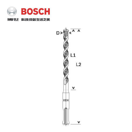 博世(BOSCH) 四坑1系(4坑2刃)电锤钻头 14X400/460；2608680284（两坑两槽 适用于混凝土）