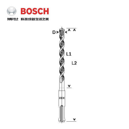 博世(BOSCH) 四坑1系(4坑2刃)电锤钻头 5X50/110；2608680258（两坑两槽 适用于混凝土）