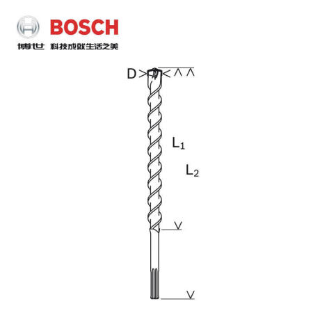 博世(BOSCH) 五坑7系(5坑圆钻)电锤钻头 14x200/340；2608586744（两坑三槽 适用于钢筋混凝土、砂石、石材）