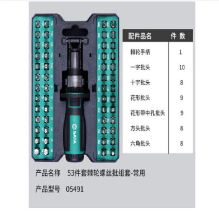 世达 53件套棘轮螺丝批&小套筒组套-多用；05492（电商款）