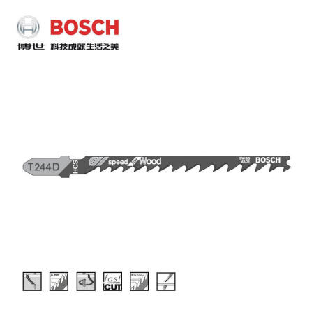 博世(BOSCH) 曲线锯条 木材曲线切割快速型(100支装),100支/盒；T244D-100订货号新旧更替 随机发货