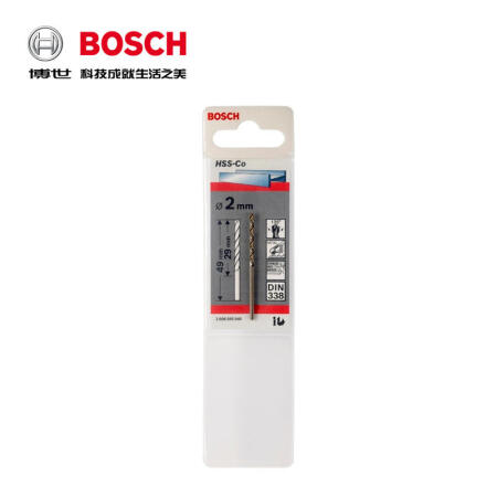 博世(BOSCH) HSS-CO高速钢麻花钻头-含钴2mm(单支装)；2608585840