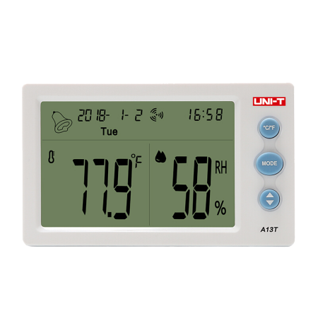 优利德 UNI-T 数字大屏温湿度计 家用室内婴儿房电子温度计湿度计室外-10～50℃；A13T