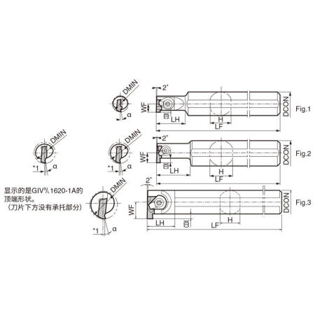 京瓷 GIV型小内径切槽加工用刀杆；GIVR2025-1B