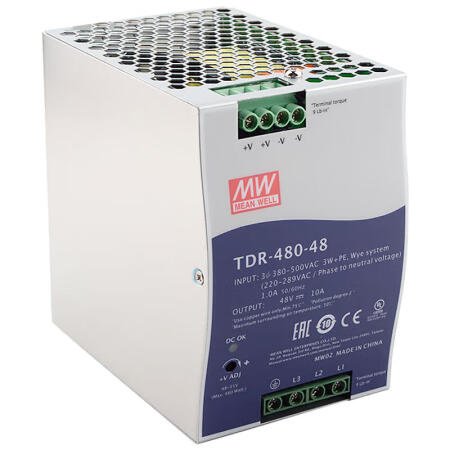 明纬 480W超薄三组工业用导轨型具PFC功能开关电源,8台/箱；TDR-480-48