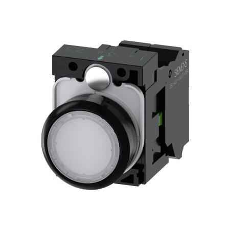 西门子 发光按钮,22mm,圆形,塑料,白色,按钮,平,键控式,1S,AC110V,弹簧型端子连接,带激光标记；3SU11030AB603BA0ZY13