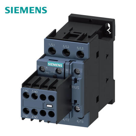 西门子 功率接触器,32A,15kW,2NO+2NC,230VAC50Hz,3极,尺寸S0螺栓型端子连接辅助开关可松开；3RT20271AP04