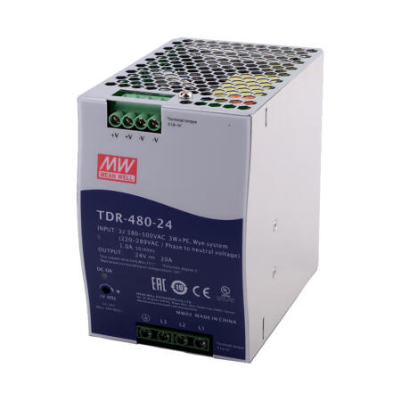 明纬 480W三组工业用导轨型具有PFC功能,8台/箱；TDR-480-24