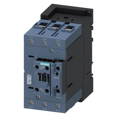 西门子 功率接触器,115A,55kW,1NO+1NC,20-33VAC/DC,3极,尺寸S3螺栓型端子连接集成的可变电阻；3RT20471NB30